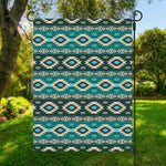 Teal Southwestern Navajo Pattern Print Garden Flag