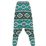 Teal Southwestern Navajo Pattern Print Hammer Pants