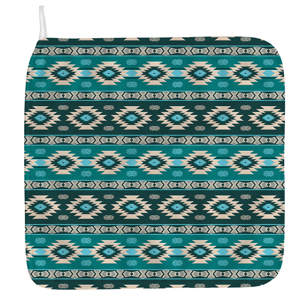 Teal Southwestern Navajo Pattern Print Hand Towel
