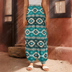 Teal Southwestern Navajo Pattern Print Harem Pants
