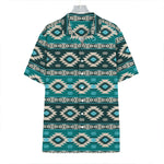 Teal Southwestern Navajo Pattern Print Hawaiian Shirt