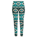 Teal Southwestern Navajo Pattern Print High-Waisted Pocket Leggings