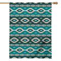 Teal Southwestern Navajo Pattern Print House Flag