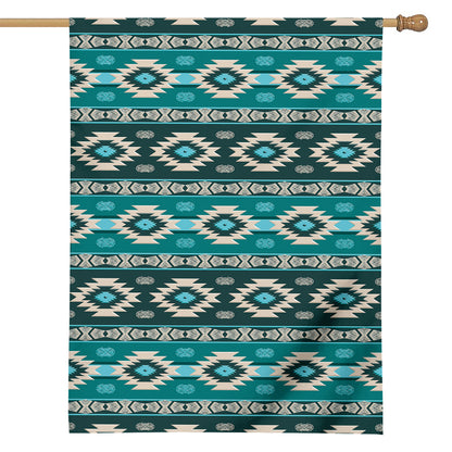 Teal Southwestern Navajo Pattern Print House Flag