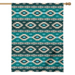 Teal Southwestern Navajo Pattern Print House Flag