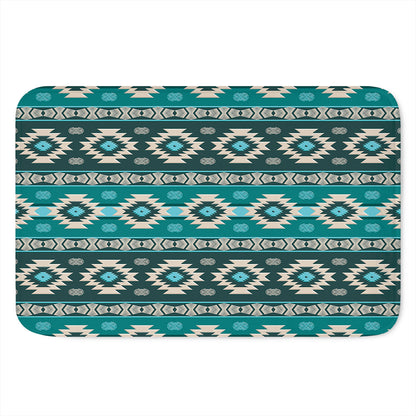 Teal Southwestern Navajo Pattern Print Indoor Door Mat
