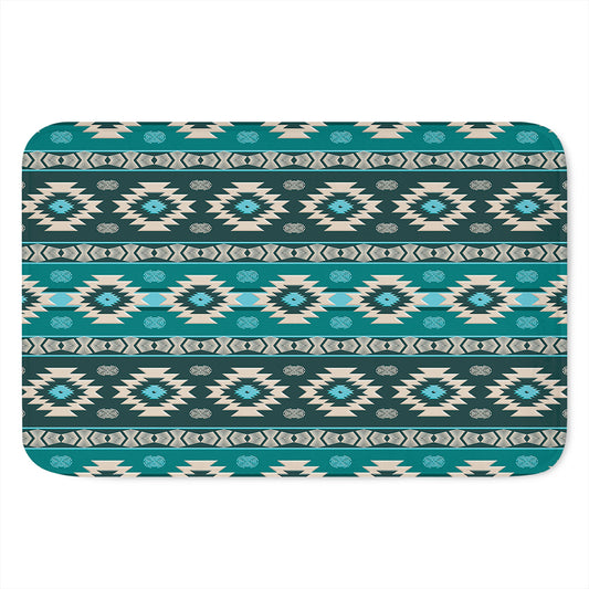 Teal Southwestern Navajo Pattern Print Indoor Door Mat