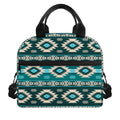 Teal Southwestern Navajo Pattern Print Insulated Lunch Bag