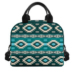 Teal Southwestern Navajo Pattern Print Insulated Lunch Bag