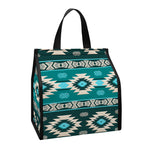 Teal Southwestern Navajo Pattern Print Insulated Lunch Tote