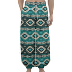 Teal Southwestern Navajo Pattern Print Lantern Pants