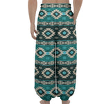Teal Southwestern Navajo Pattern Print Lantern Pants