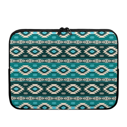 Teal Southwestern Navajo Pattern Print Laptop Sleeve