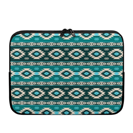 Teal Southwestern Navajo Pattern Print Laptop Sleeve