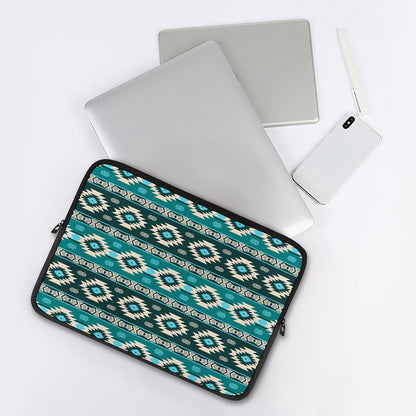 Teal Southwestern Navajo Pattern Print Laptop Sleeve