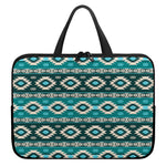 Teal Southwestern Navajo Pattern Print Laptop Sleeve With Handle