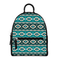 Teal Southwestern Navajo Pattern Print Leather Backpack