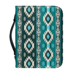 Teal Southwestern Navajo Pattern Print Leather Bible Cover