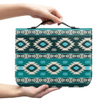 Teal Southwestern Navajo Pattern Print Leather Bible Cover