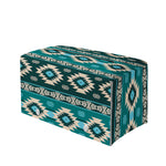 Teal Southwestern Navajo Pattern Print Leather Tissue Box Cover
