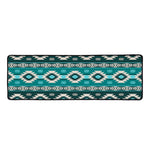 Teal Southwestern Navajo Pattern Print Long Kitchen Mat