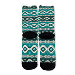 Teal Southwestern Navajo Pattern Print Long Socks