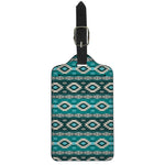 Teal Southwestern Navajo Pattern Print Luggage Tag