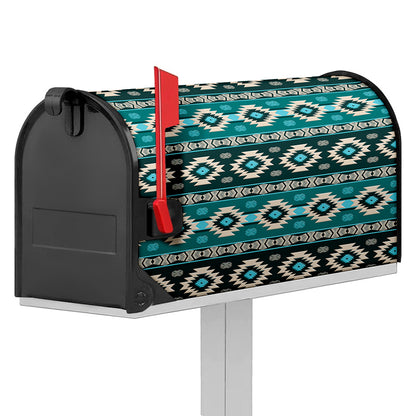 Teal Southwestern Navajo Pattern Print Mailbox Cover