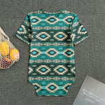 Teal Southwestern Navajo Pattern Print Men's Bodysuit