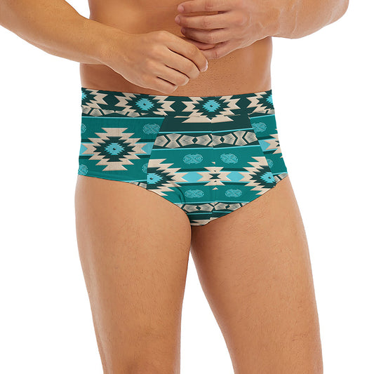 Teal Southwestern Navajo Pattern Print Men's Briefs