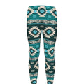 Teal Southwestern Navajo Pattern Print Men's Leggings
