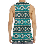 Teal Southwestern Navajo Pattern Print Men's Muscle Tank Top