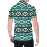 Teal Southwestern Navajo Pattern Print Men's Shirt