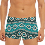 Teal Southwestern Navajo Pattern Print Men's Short Boxer Briefs
