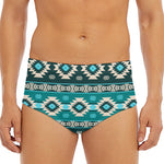 Teal Southwestern Navajo Pattern Print Men's Triangle Swim Briefs