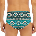 Teal Southwestern Navajo Pattern Print Men's Triangle Swim Briefs