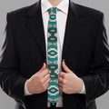 Teal Southwestern Navajo Pattern Print Necktie