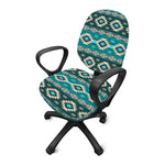 Teal Southwestern Navajo Pattern Print Office Chair Cover