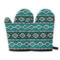 Teal Southwestern Navajo Pattern Print Oven Mitts