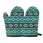 Teal Southwestern Navajo Pattern Print Oven Mitts