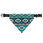 Teal Southwestern Navajo Pattern Print Over The Collar Dog Bandana
