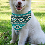 Teal Southwestern Navajo Pattern Print Over The Collar Dog Bandana