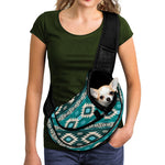 Teal Southwestern Navajo Pattern Print Pet Sling Carrier