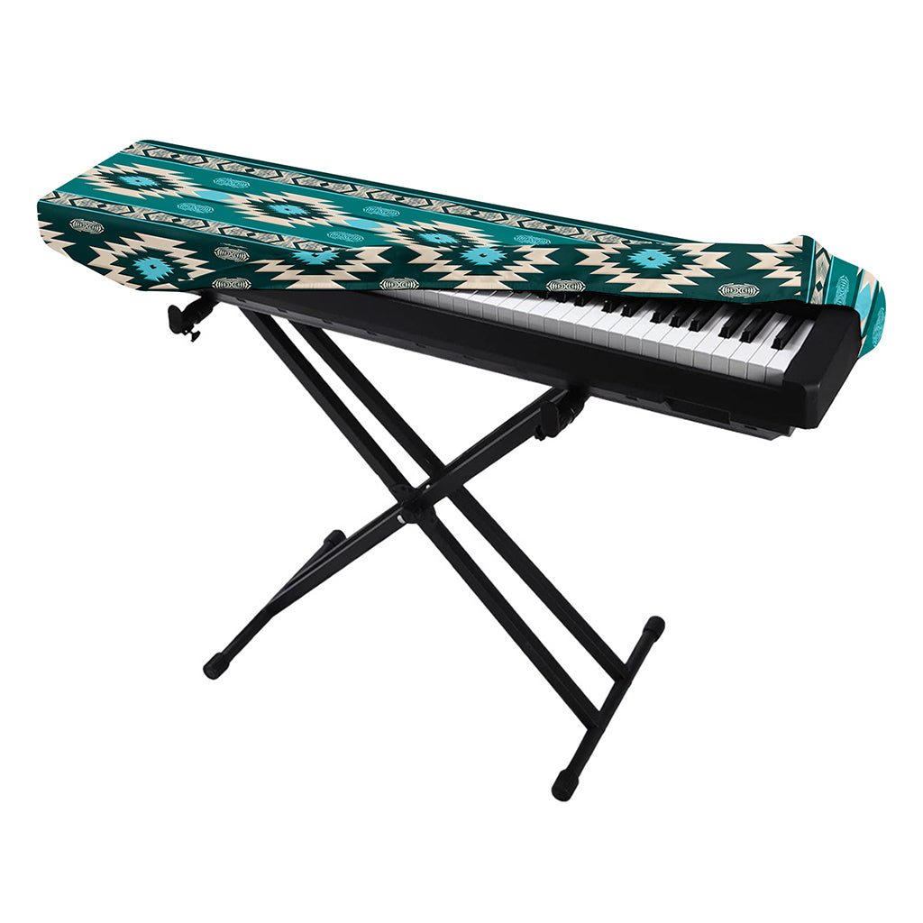 Teal Southwestern Navajo Pattern Print Piano Keyboard Cover