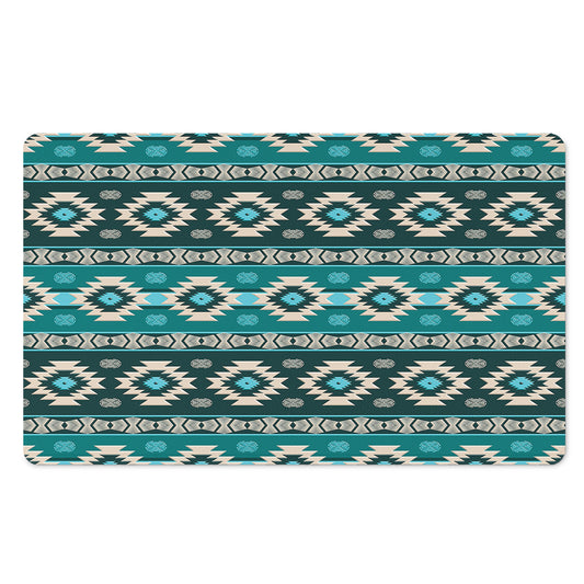 Teal Southwestern Navajo Pattern Print Polyester Doormat