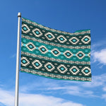 Teal Southwestern Navajo Pattern Print Polyester Flag