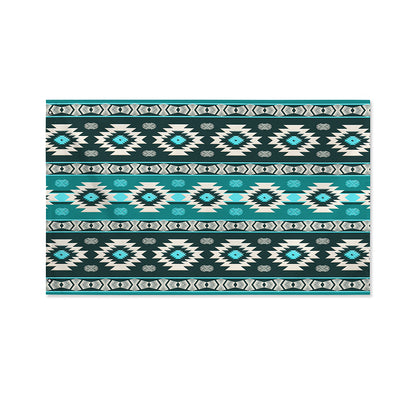 Teal Southwestern Navajo Pattern Print Polyester Flag
