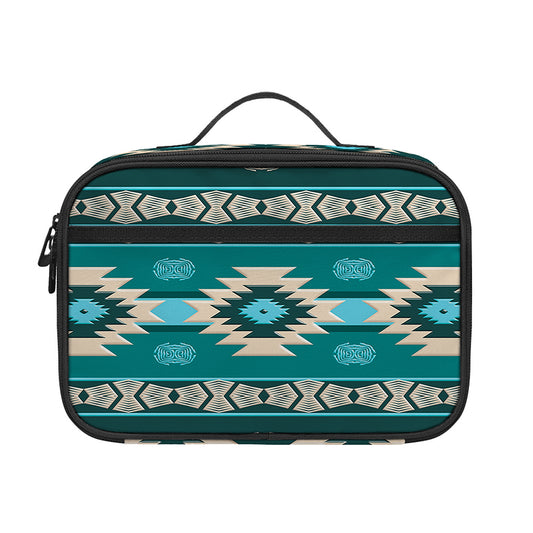 Teal Southwestern Navajo Pattern Print Portable Lunch Bag
