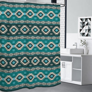 Teal Southwestern Navajo Pattern Print Premium Shower Curtain