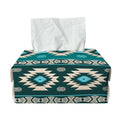 Teal Southwestern Navajo Pattern Print Rectangle Tissue Box Cover